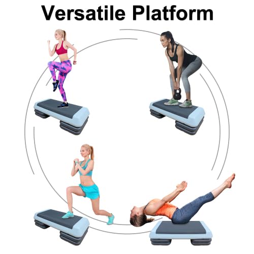 Adjustable Exercise Step Platform with 4 Stackable Risers G5180