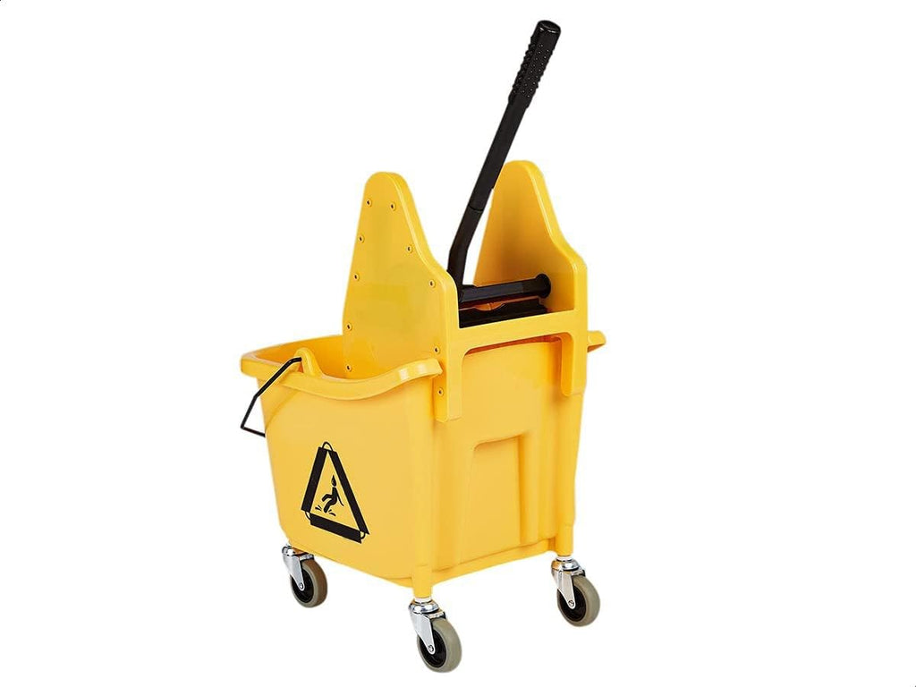 Rectangular Mop Bucket with Down Press Wringer Combo, 35-Quart, Yellow X596
