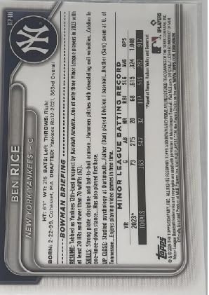 2024 Bowman Chrome Ben Rice Mega Box Mojo Refractor MLB Baseball Trading RC Rookie Card #BCP186 I11613