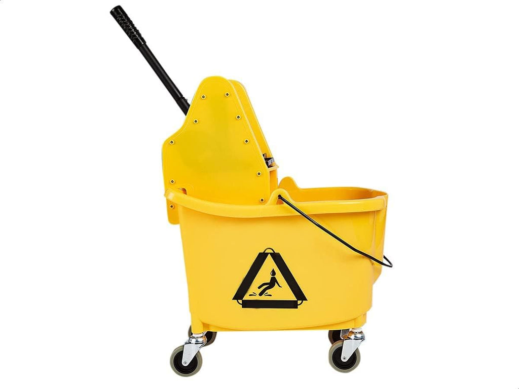 Rectangular Mop Bucket with Down Press Wringer Combo, 35-Quart, Yellow X596