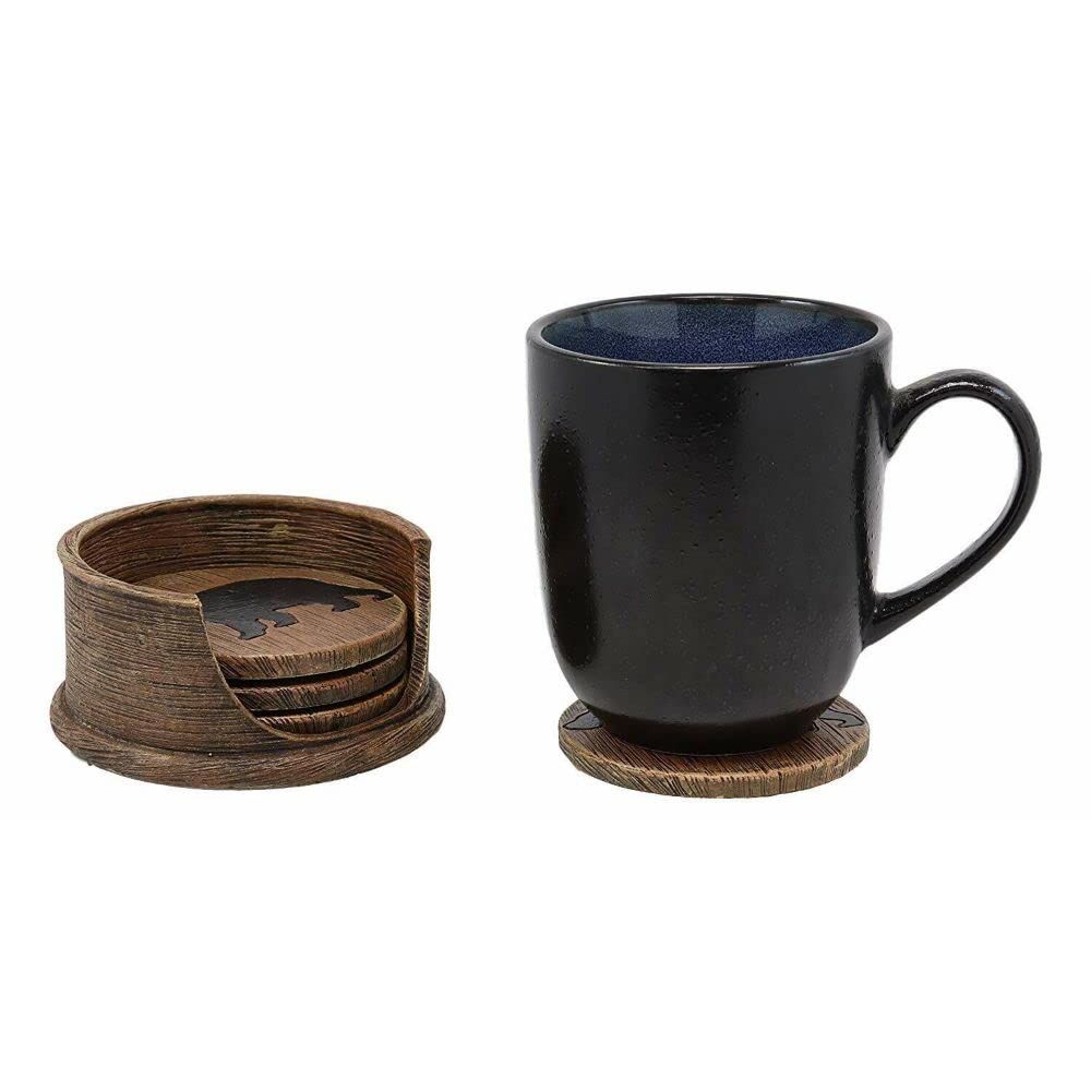 Black Bear Coaster Holder with 4 Round Coasters R65707