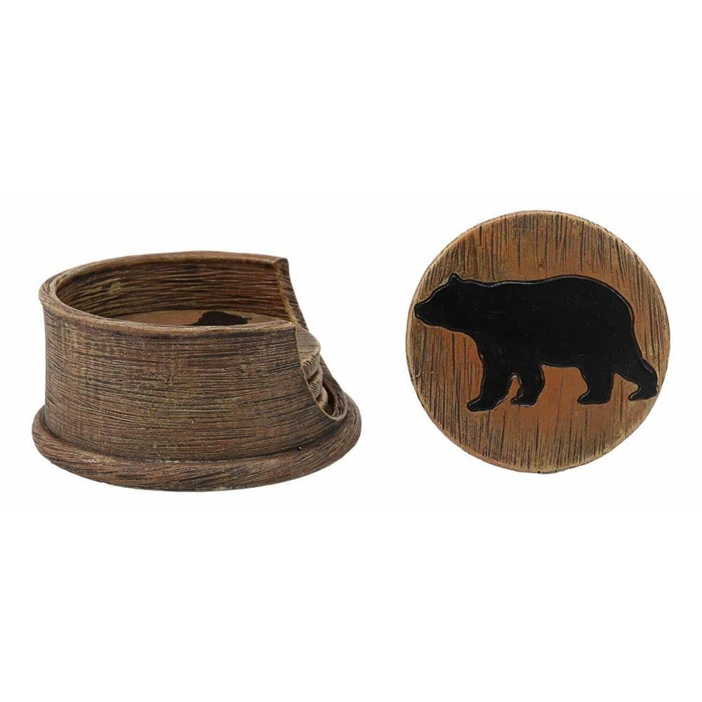Black Bear Coaster Holder with 4 Round Coasters R65707