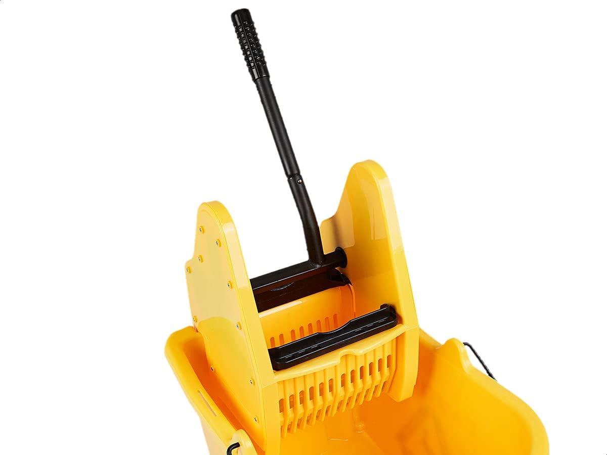 Rectangular Mop Bucket with Down Press Wringer Combo, 35-Quart, Yellow X596