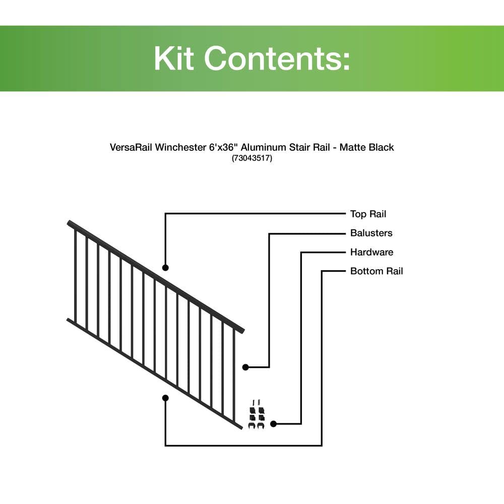 6’ x 36” Matte Black Aluminum Stair Kit M61439