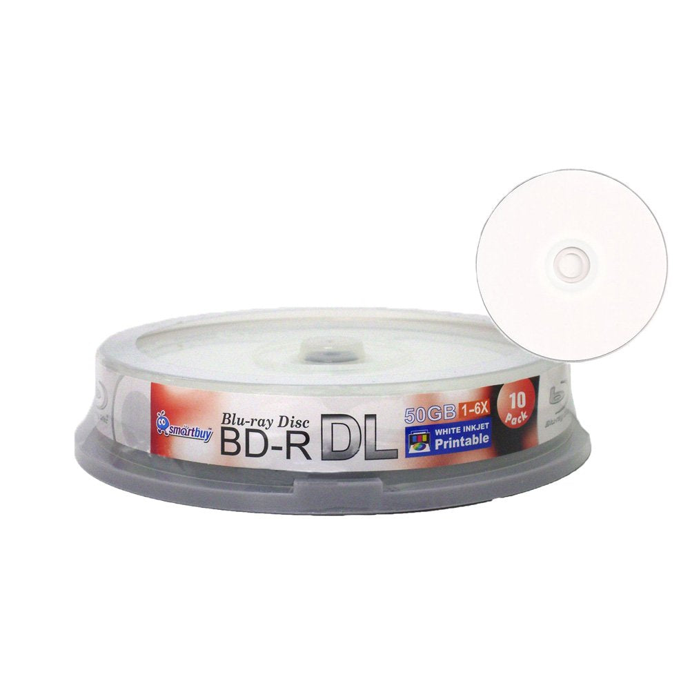 50gb 6X Blu-ray Bd-r Dl White Inkjet Hub Printable Disc (10-Disc) K188149