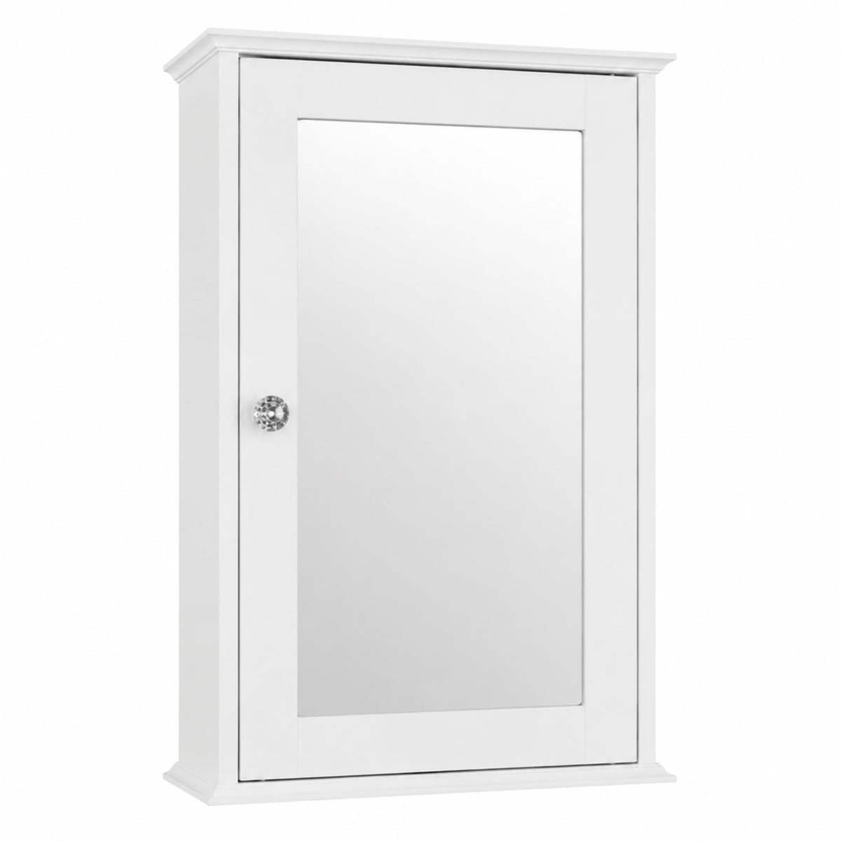 White Mirrored Medicine Cabinet with Single Door and 2 Adjustable Shelves M728104