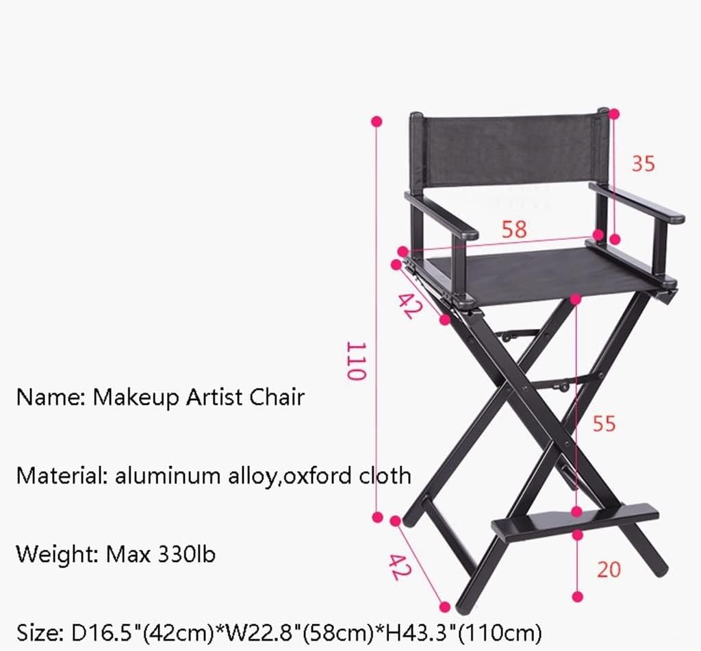Professional Makeup Artist Director's Chair Aluminum Portable Folding Chair Gold Color (Black) G787