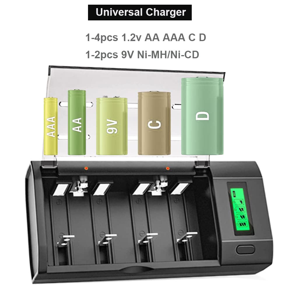 6 Pack Rechargeable D Batteries with Charger U538756