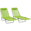 2 Piece Folding Chaise Lounge Chairs Reclining Back Green M249