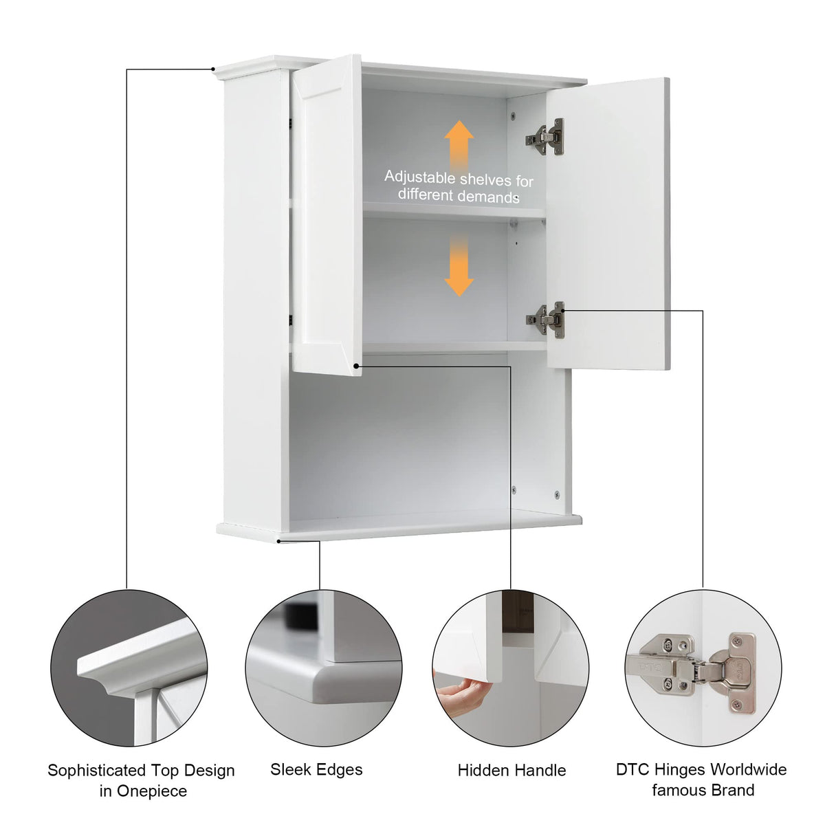Bathroom Wall Medicine Cabinet with Soft-Close Hinges R82316