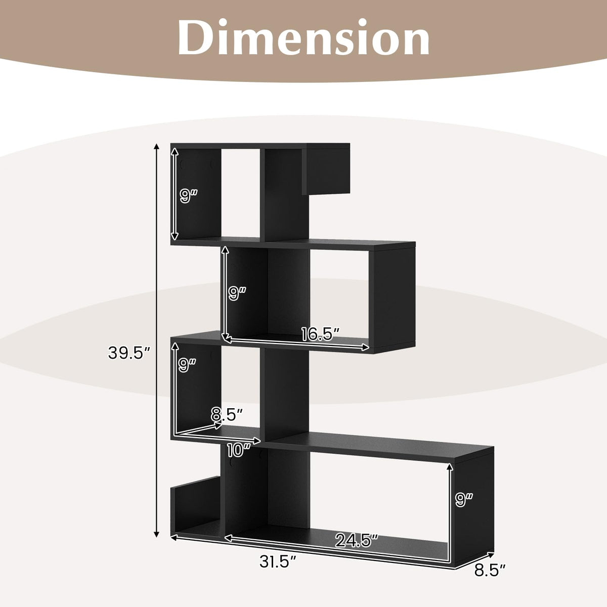 5-Tier Geometric Bookshelf B69478