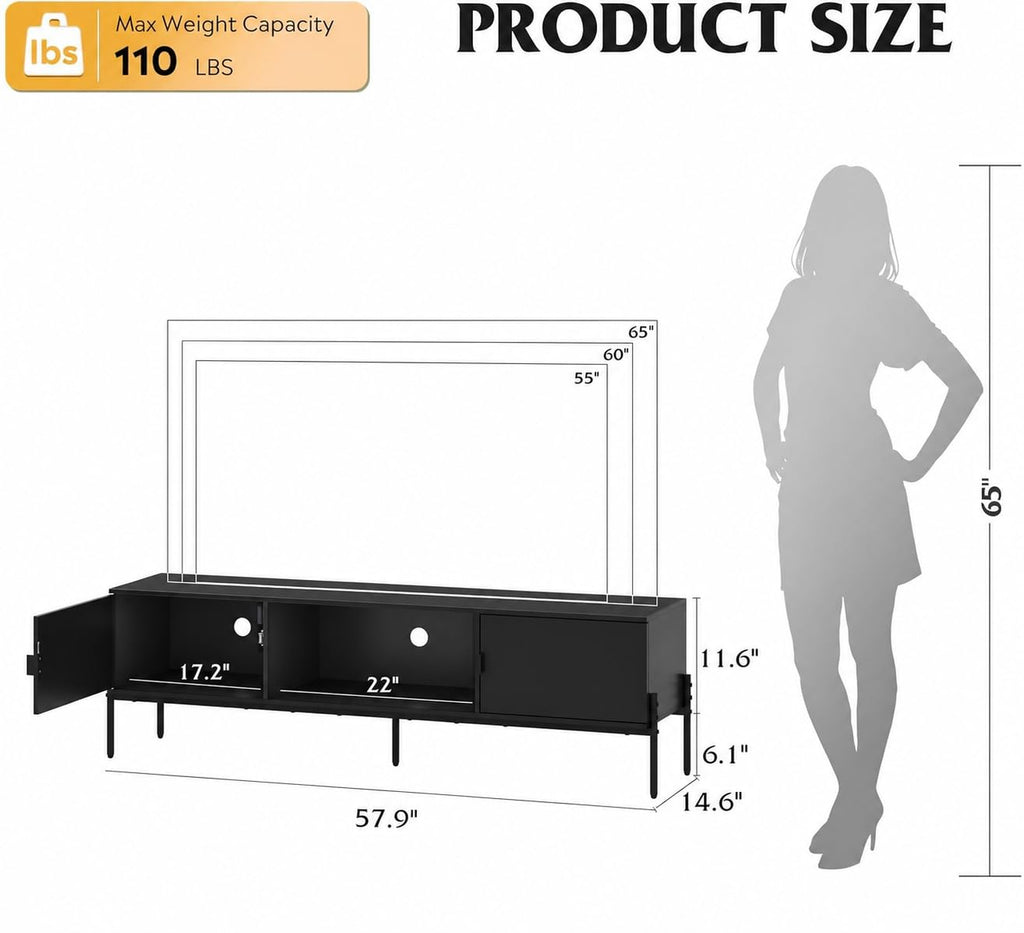 Black TV Stand with Metal Legs J942