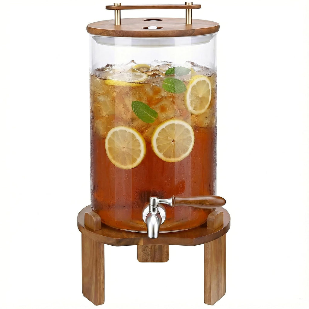 2.1 Gallon Glass Beverage Dispenser with Stand and Stainless Steel Spigot A584432