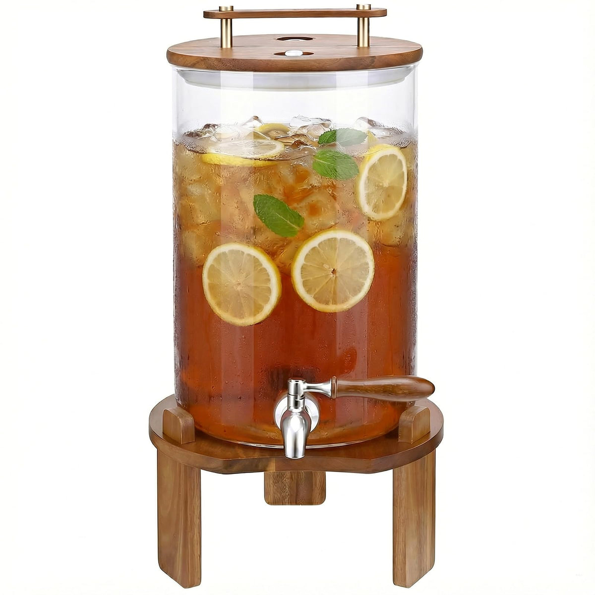 2.1 Gallon Glass Beverage Dispenser with Stand and Stainless Steel Spigot A584432