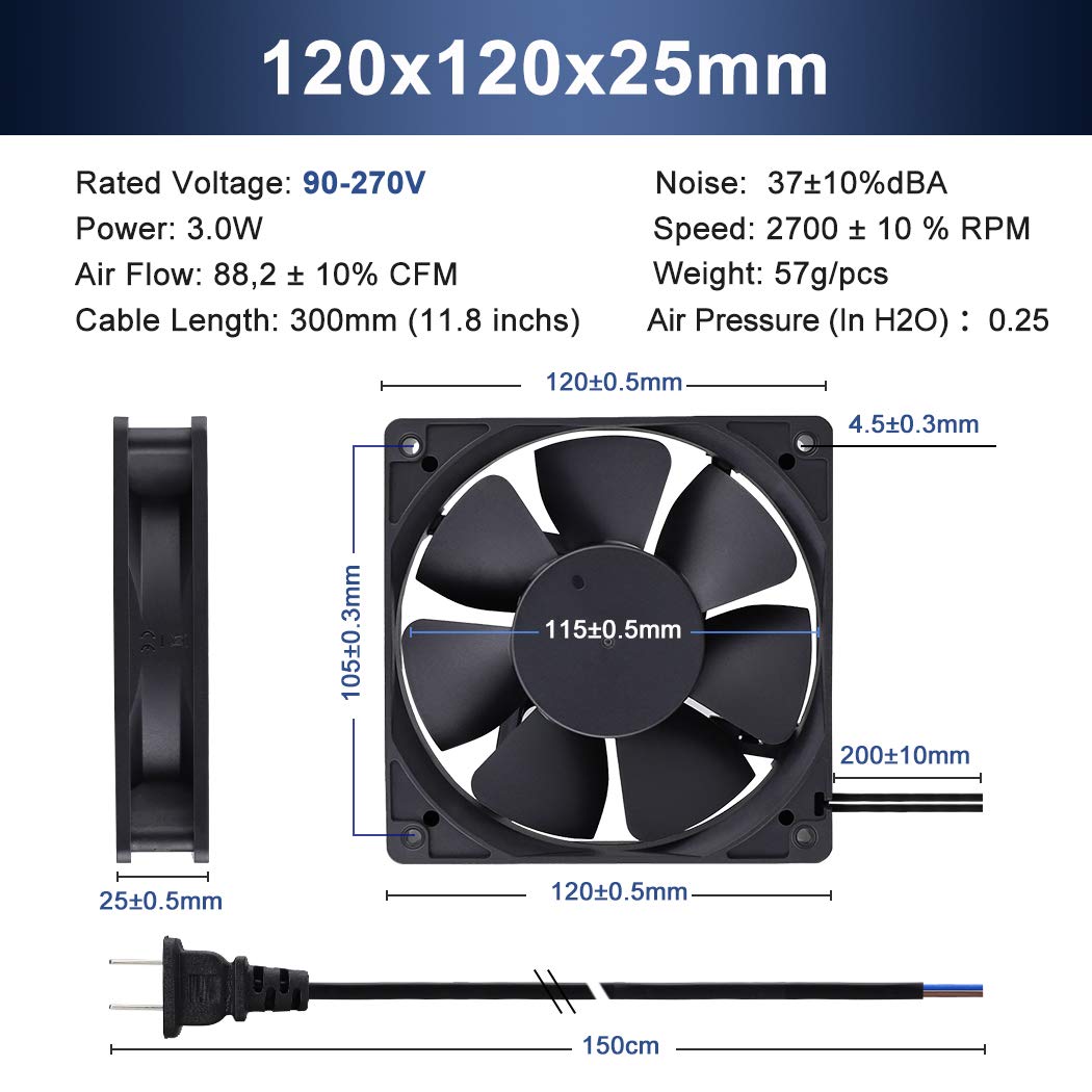 80mm 120mm AC Cooling Fan 2 Pack Z9872