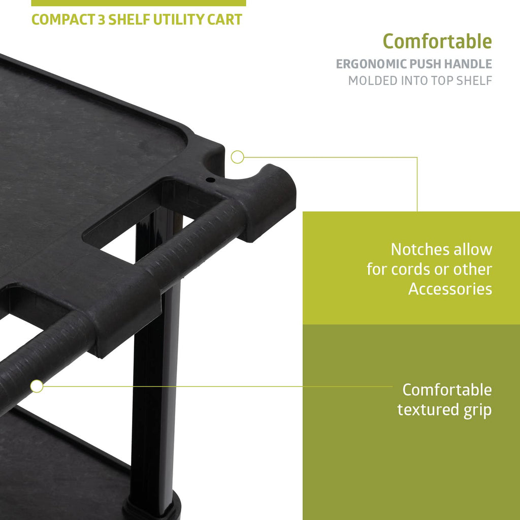 3-Tier Plastic Utility Cart with Lockable Wheels T676