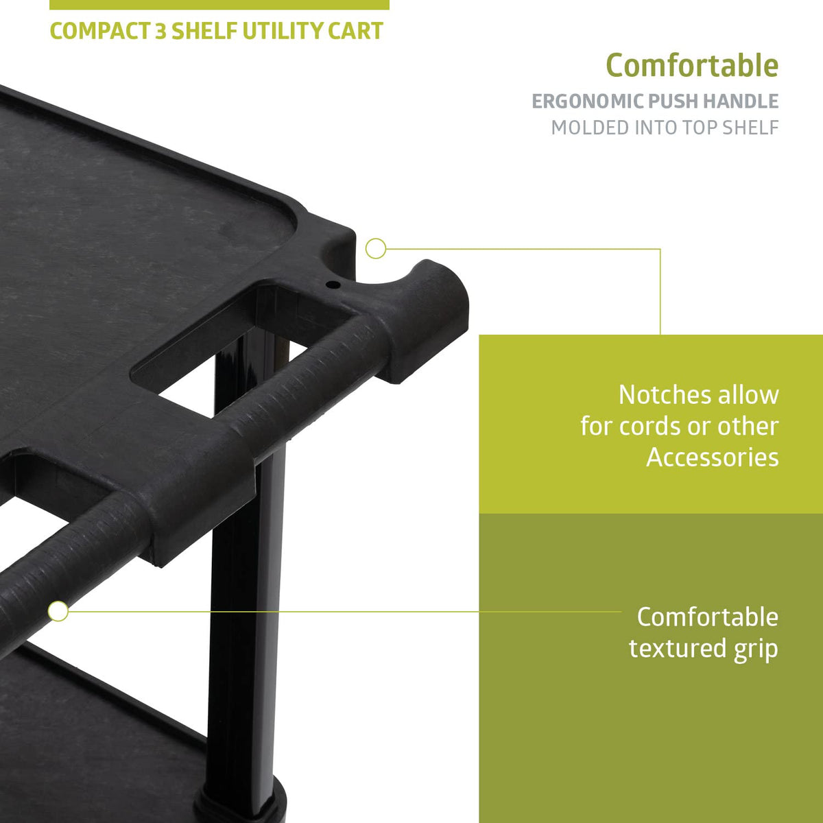 3-Tier Plastic Utility Cart with Lockable Wheels T676