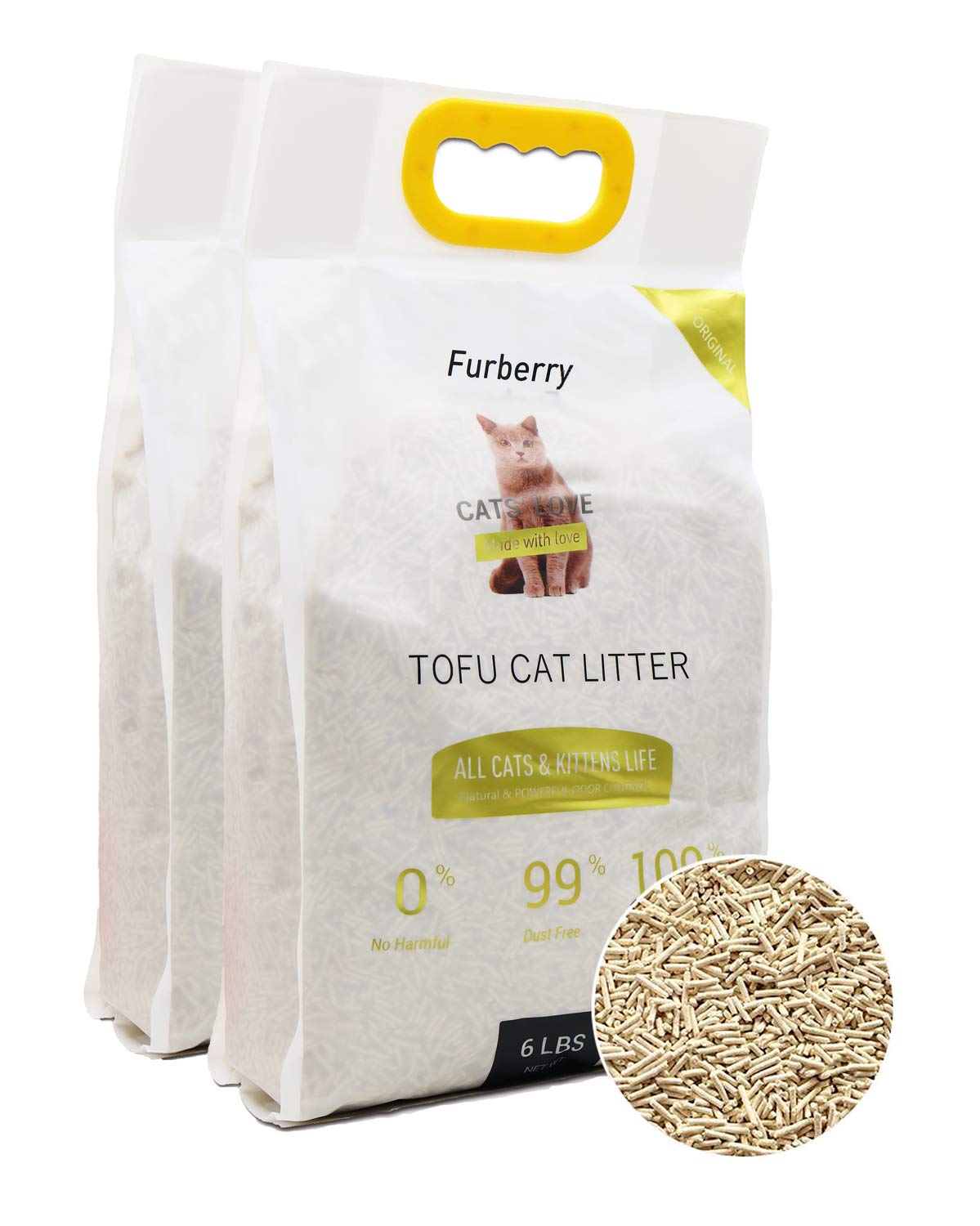Natural Soy Tofu Cat Litter, Clumping, Flushable, Unscented, 2 Pack Q386452