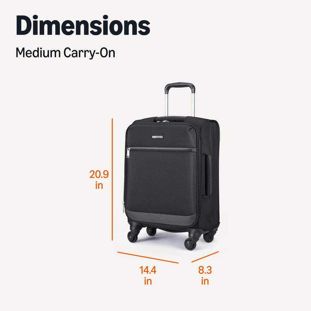 18" Medium Expandable Softside Suitcase with Spinner Wheels, Black T333