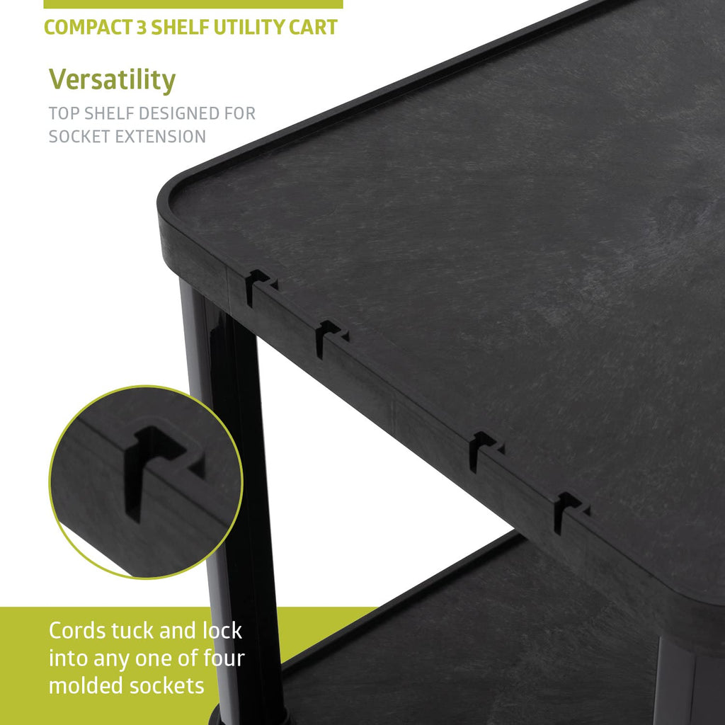 3-Tier Plastic Utility Cart with Lockable Wheels T676