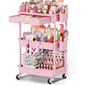 Pink 3 Tier Rolling Makeup Organizer Cart Y683933