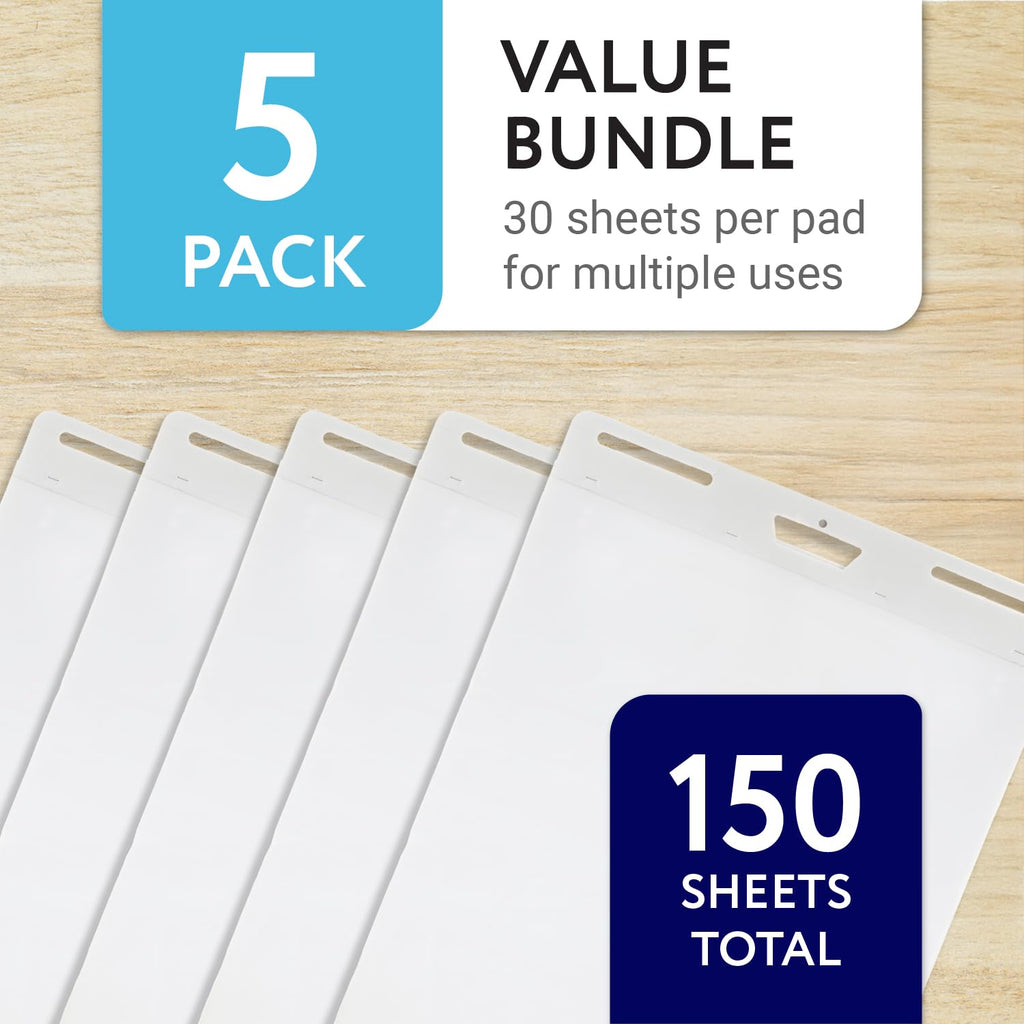 Sticky Easel Pads, White, 25 x 30 in, Pack of 5, 150 Sheets P76470