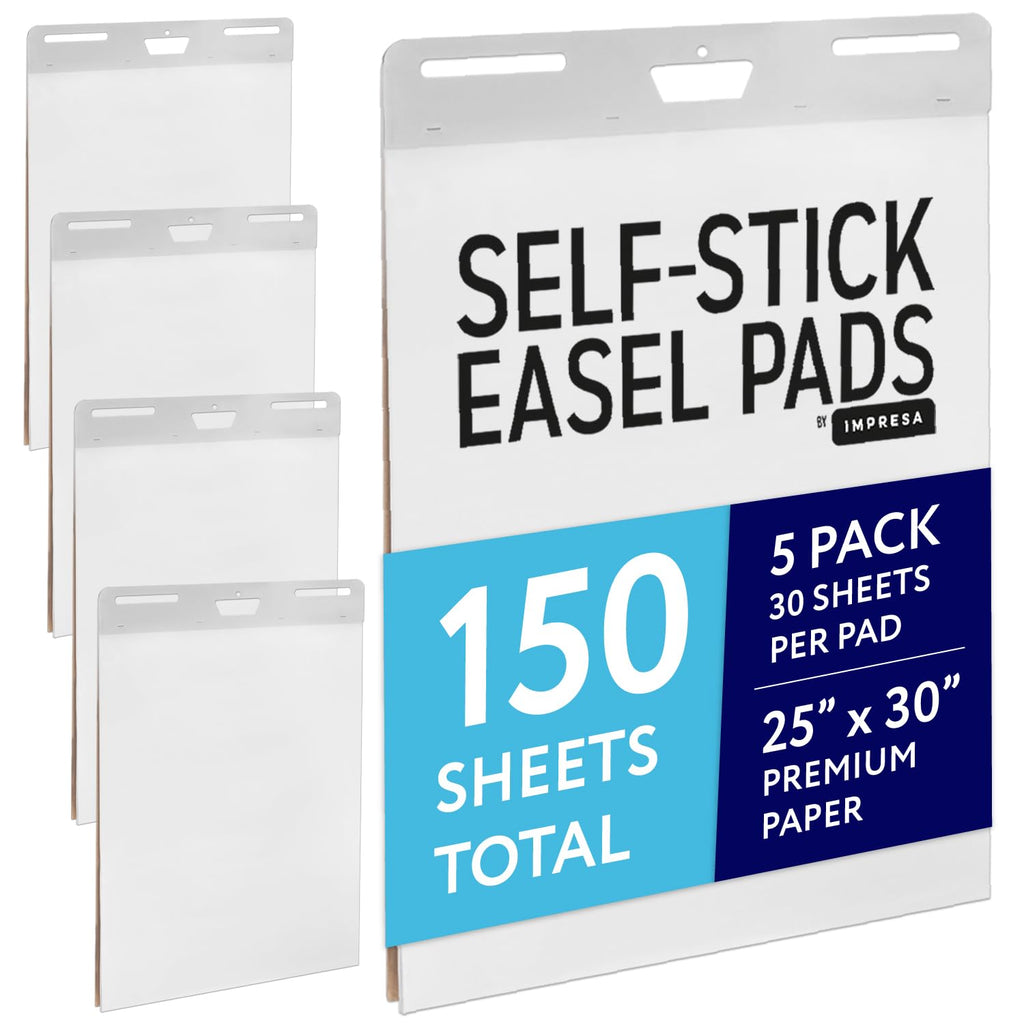 Sticky Easel Pads, White, 25 x 30 in, Pack of 5, 150 Sheets P76470