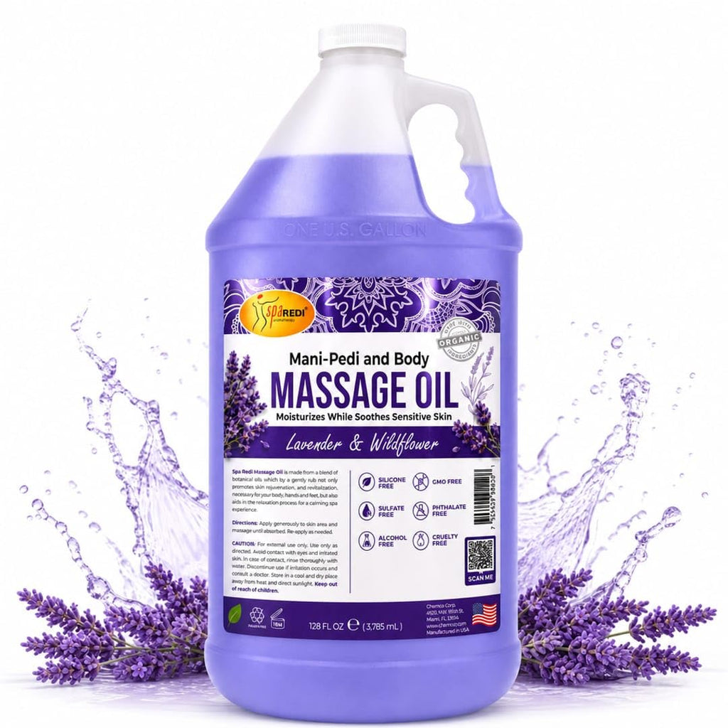 Lavender Massage Oil 128 Oz with Almond Cotton Seed Sunflower Avocado Oil D529648