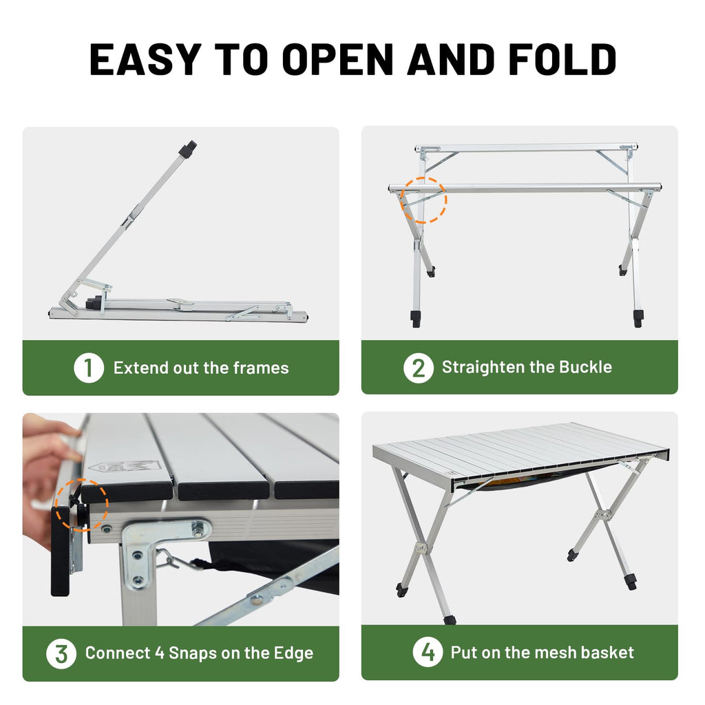 Folding Camping Table Adjustable Height Lightweight Aluminum G967742