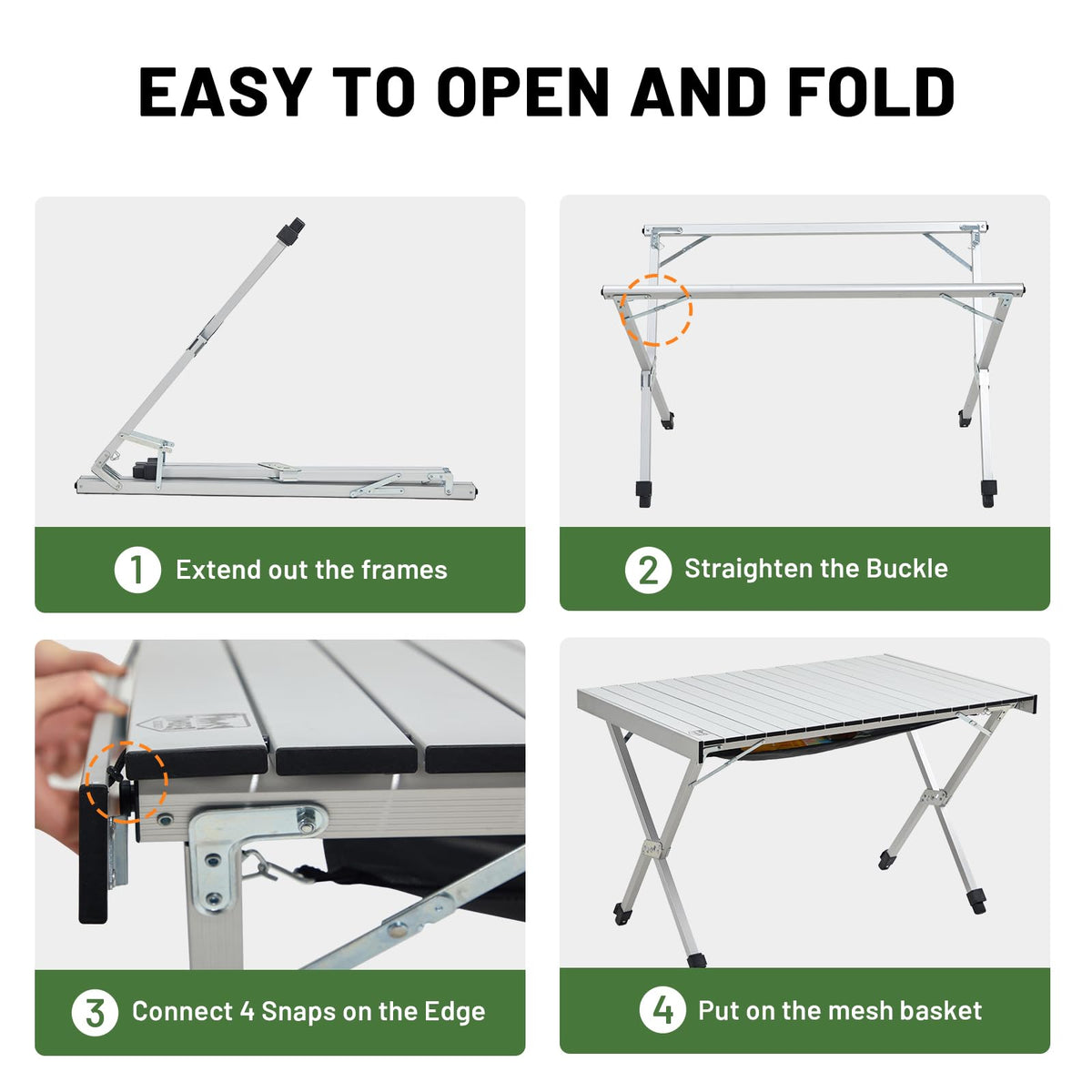 Folding Camping Table Adjustable Height Lightweight Aluminum G967742