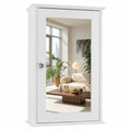 White Mirrored Medicine Cabinet with Single Door and 2 Adjustable Shelves M728104