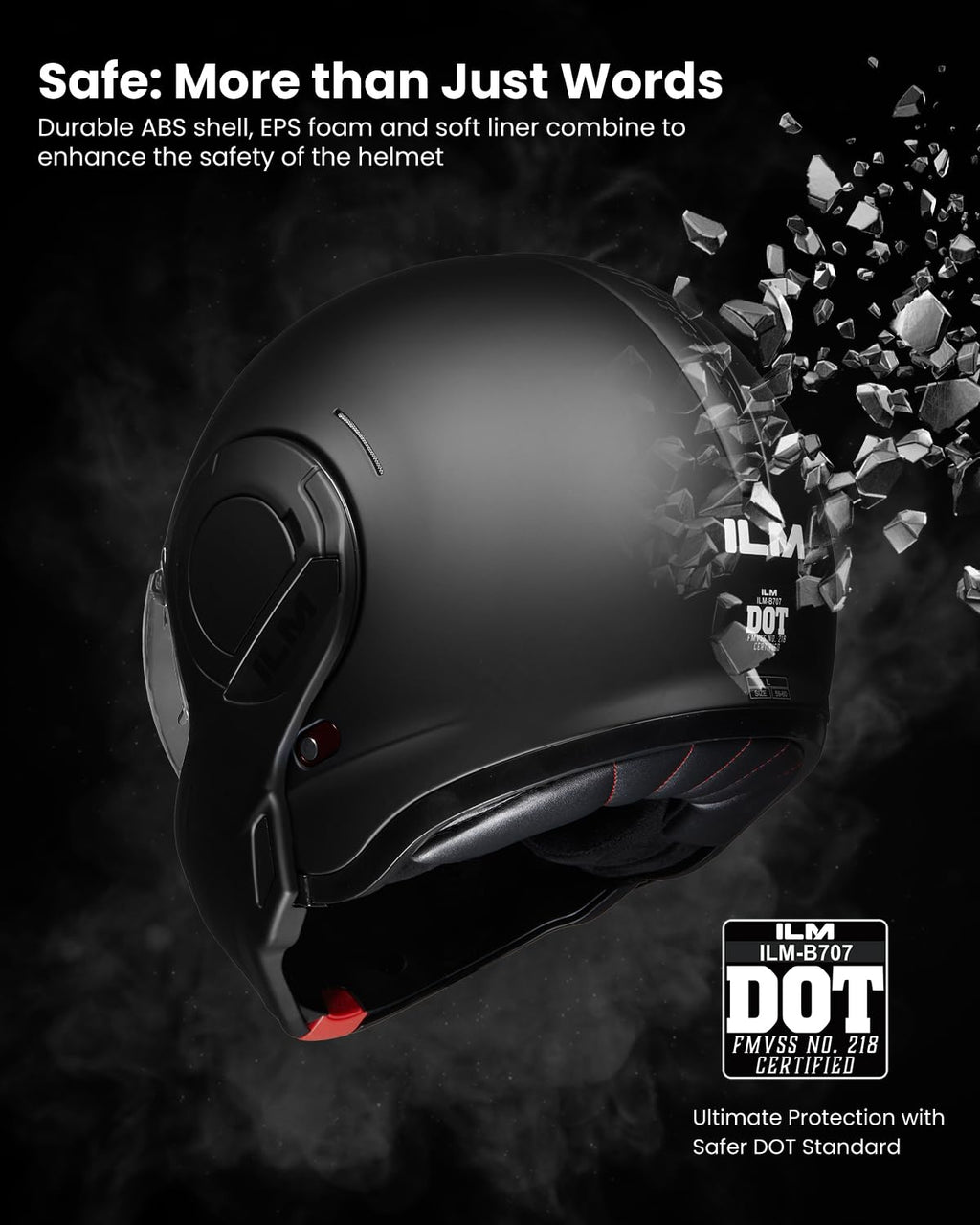 Matte Black Full Face Modular Motorcycle Helmet I98677