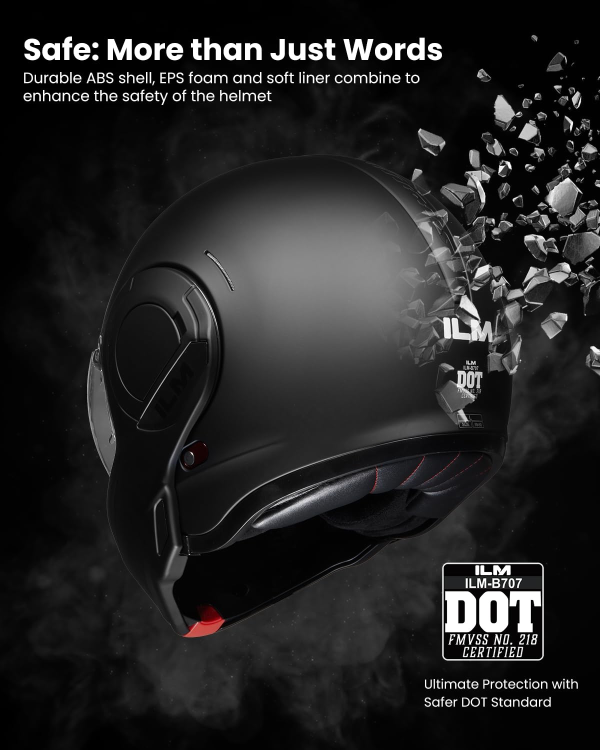 Matte Black Full Face Modular Motorcycle Helmet I98677