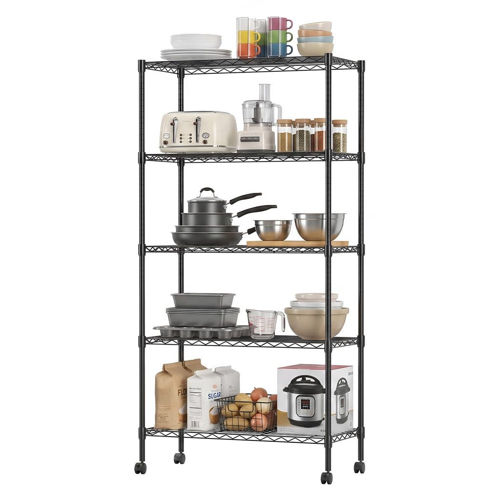 5-Tier Wire Shelf with Wheels D560646