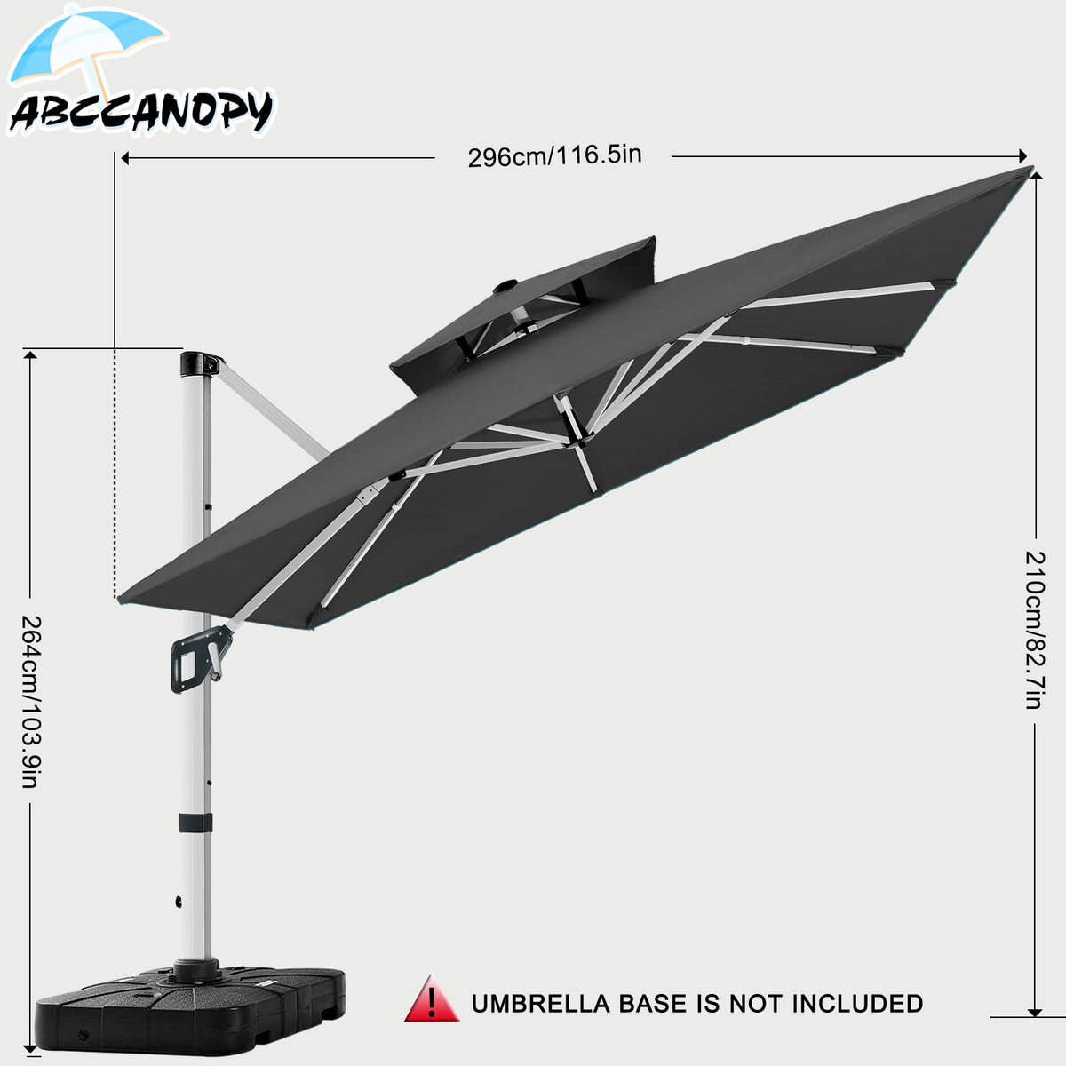 Cantilever Double Top Outdoor Offset Umbrella with 360° Rotation K303
