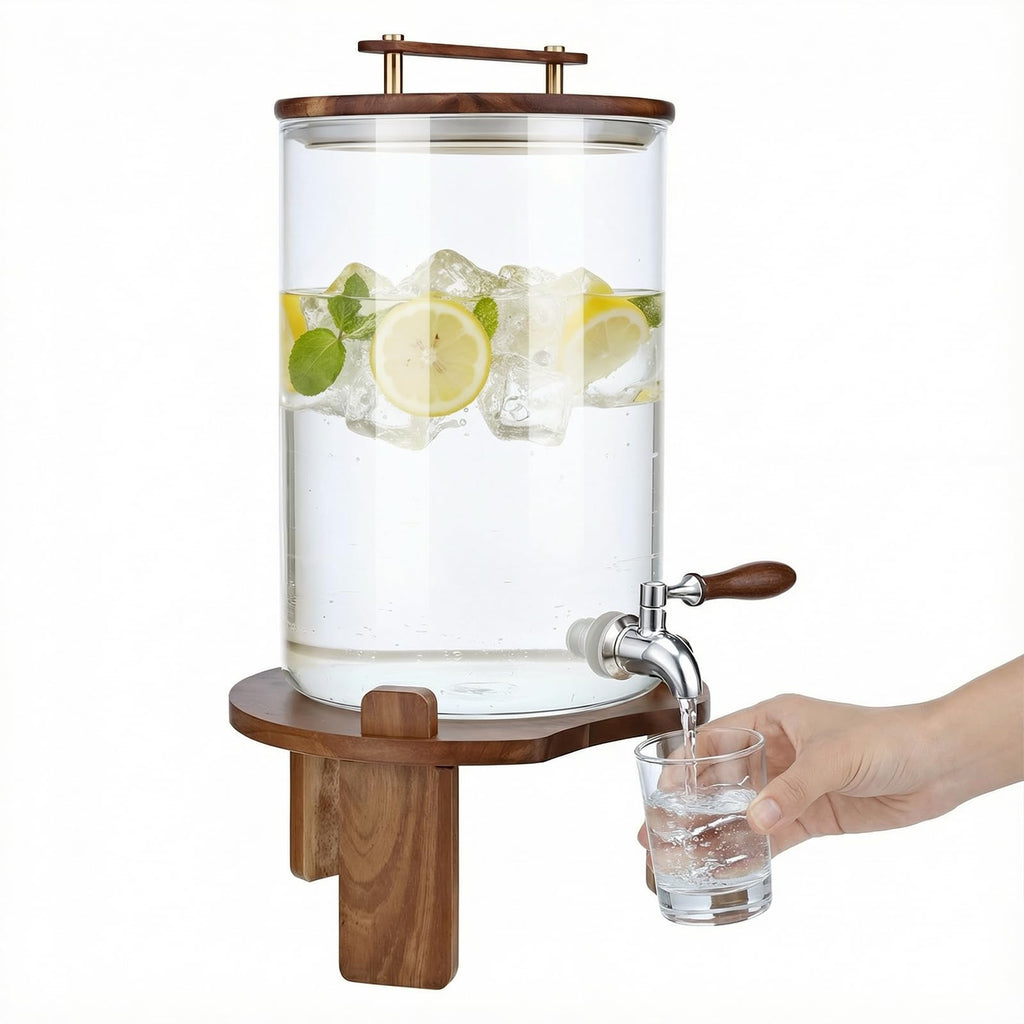 2.1 Gallon Glass Beverage Dispenser with Stand and Stainless Steel Spigot A584432