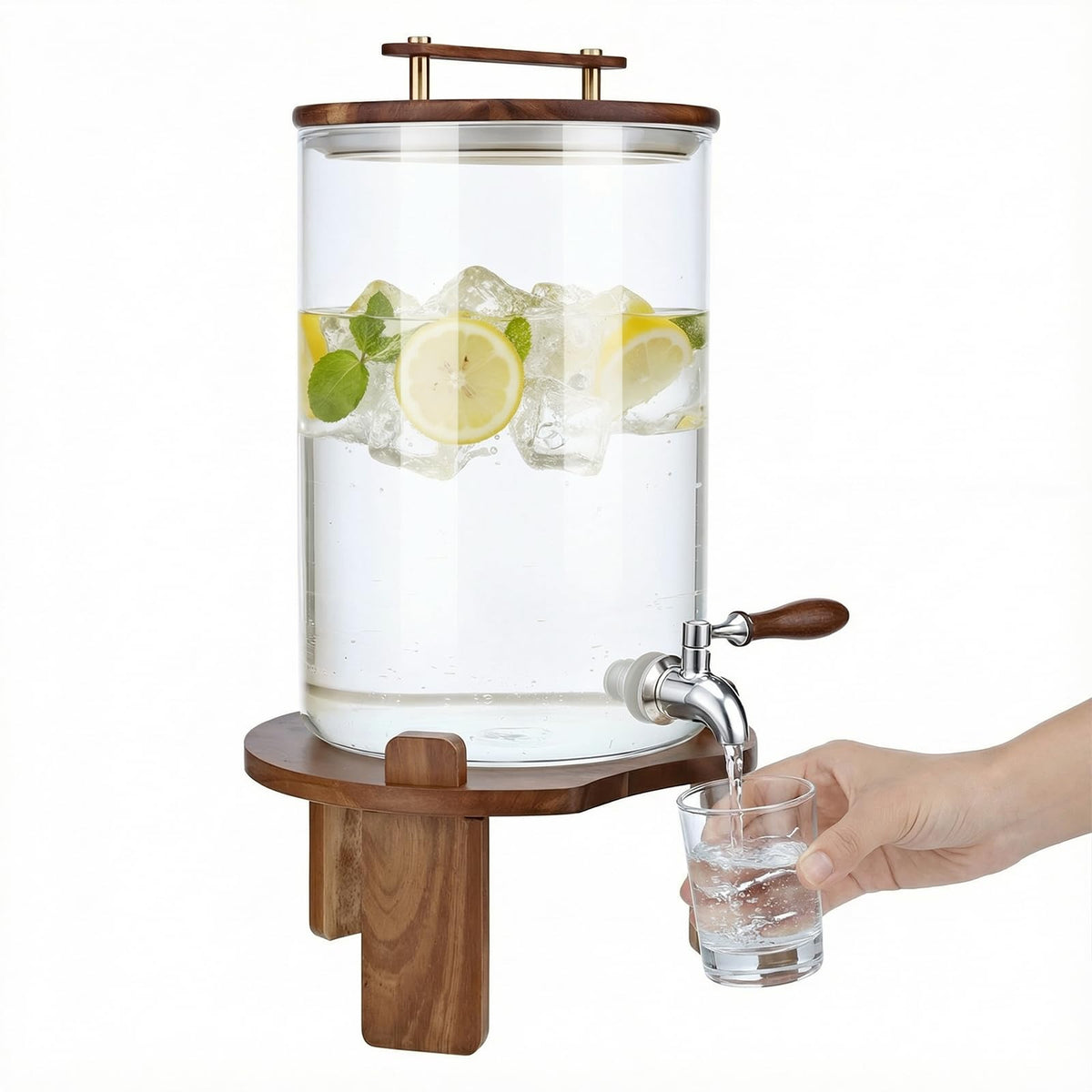 2.1 Gallon Glass Beverage Dispenser with Stand and Stainless Steel Spigot A584432