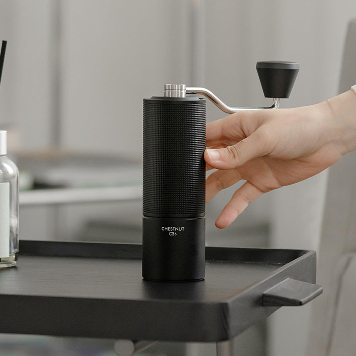 Manual Coffee Grinder Stainless Steel Conical Burr Black Q473707