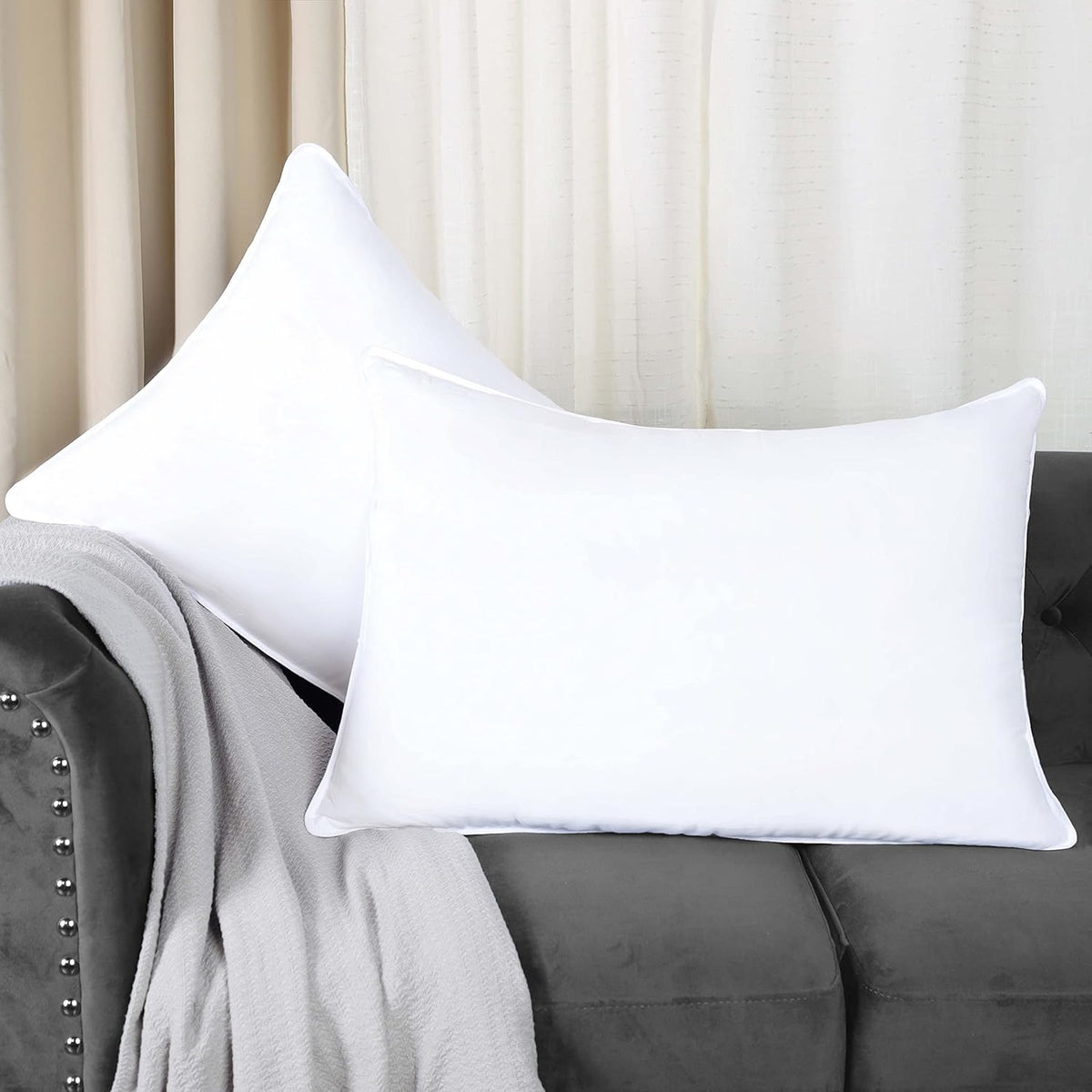 Down Alternative Pillow Set, Soft Microfiber Shell, Set of 2, King Size I28080