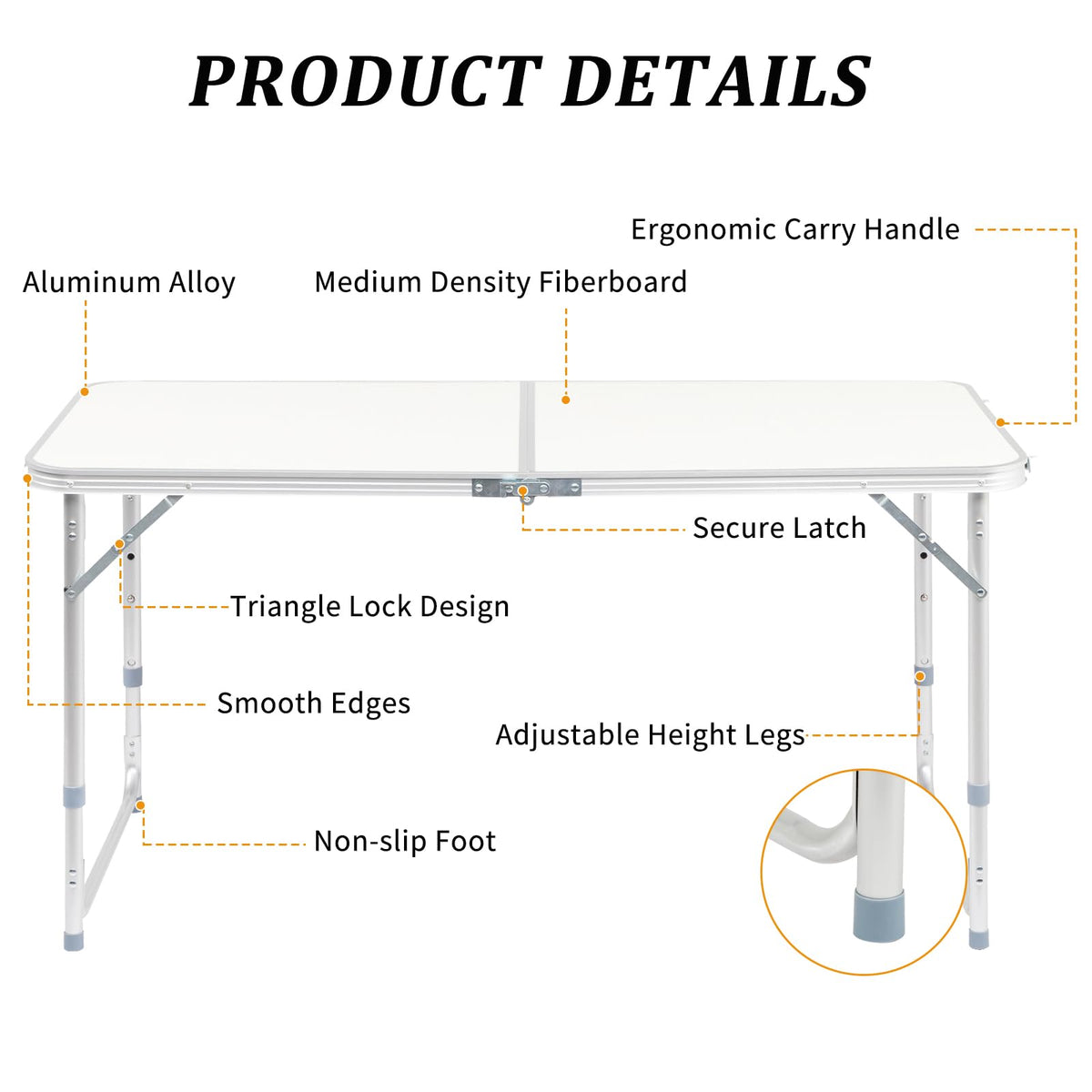 Folding Portable Camping Table White I42780