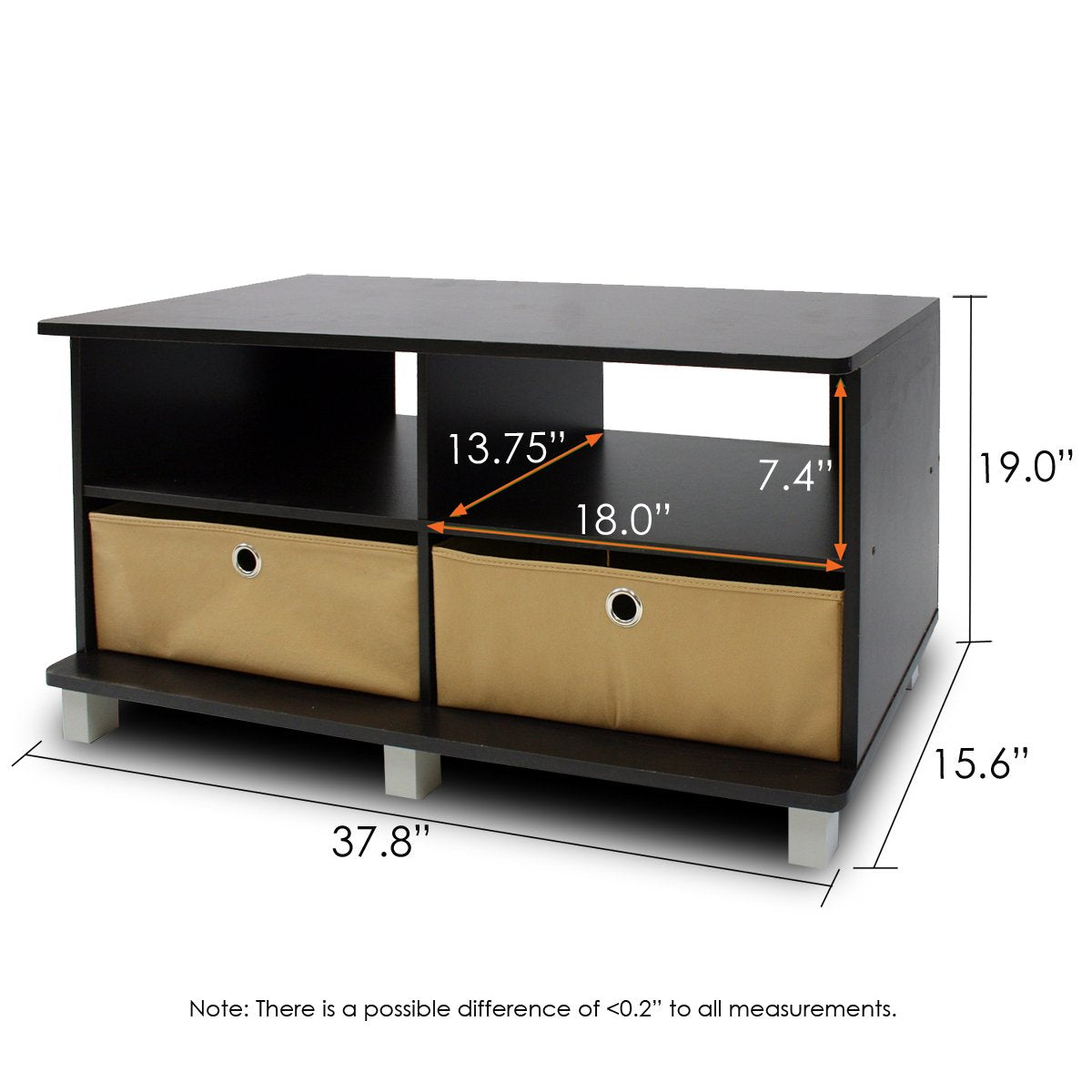 Espresso Brown Entertainment Center with 2 Bin Drawers C12422