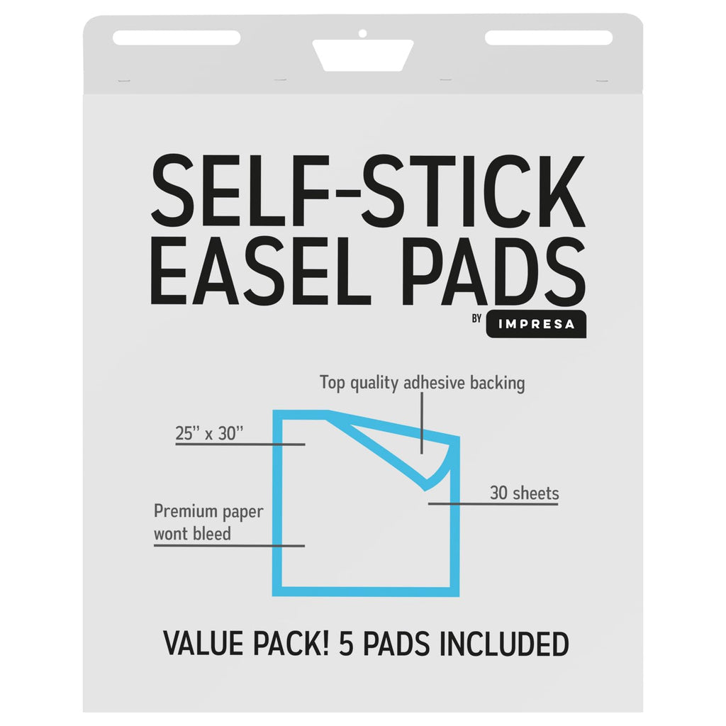 Sticky Easel Pads, White, 25 x 30 in, Pack of 5, 150 Sheets P76470