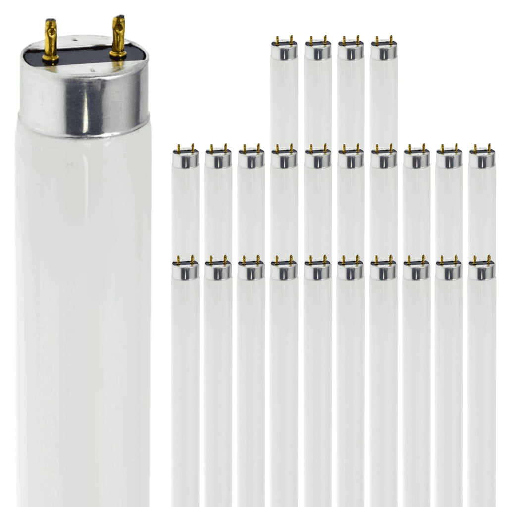 24 Inch T8 Fluorescent Tube Light Bulb 17W 3000K Soft White G13 Bi-Pin Base Pack of 25 P902603
