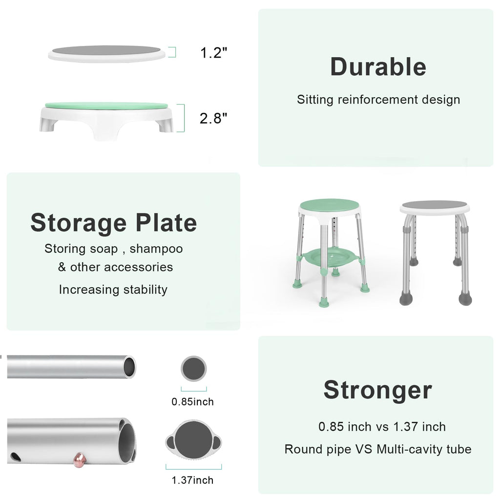 Adjustable Swivel Shower Chair with Storage Tray P944
