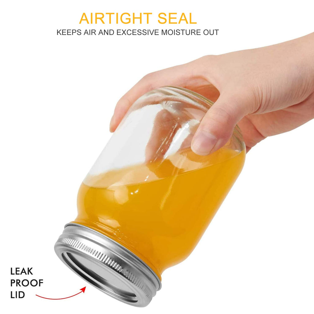 16 Pack 16 oz Glass Mason Jars with Airtight Lids and Bands H424521