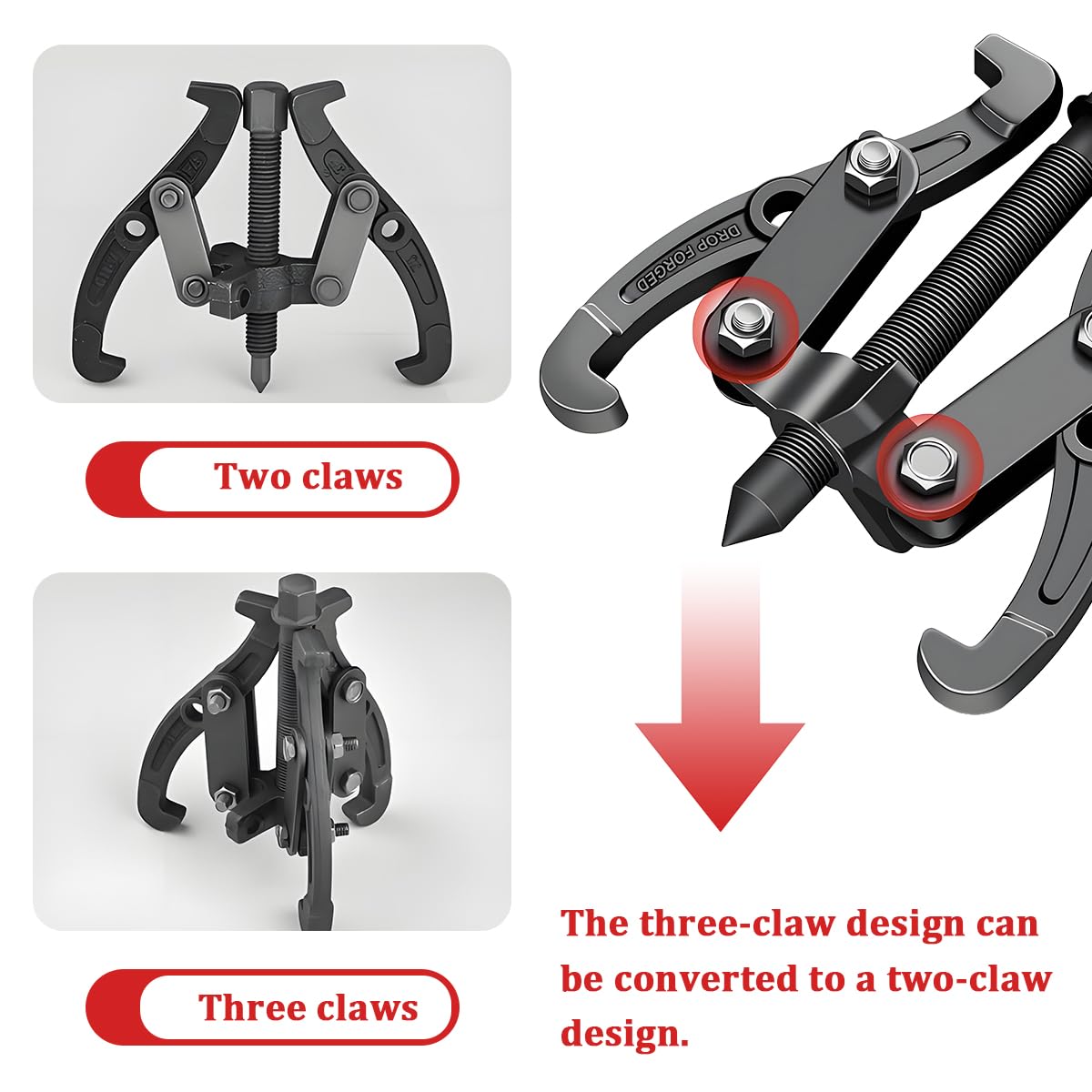 3 Jaw Inner Bearing Puller with Reversible Jaws U47446