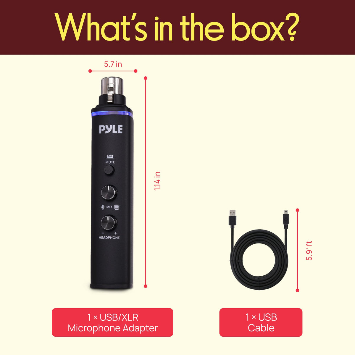 XLR-to-USB Microphone Signal Adapter with Phantom Power L13384