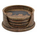 Black Bear Coaster Holder with 4 Round Coasters R65707