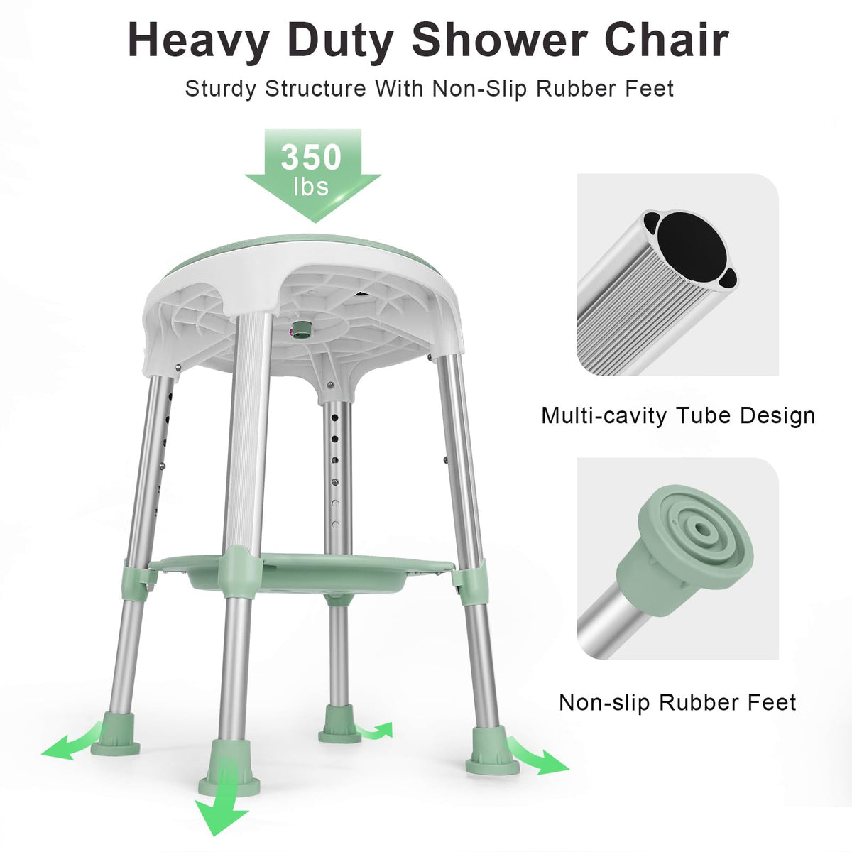Adjustable Swivel Shower Chair with Storage Tray P944