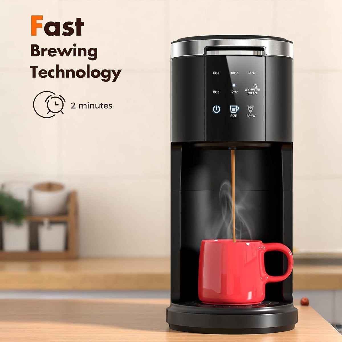 Single Serve Coffee Maker, 2 in 1 for K-Cup & Ground Coffee, Black X6988
